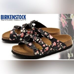 Birkenstock Black Floral Sandals